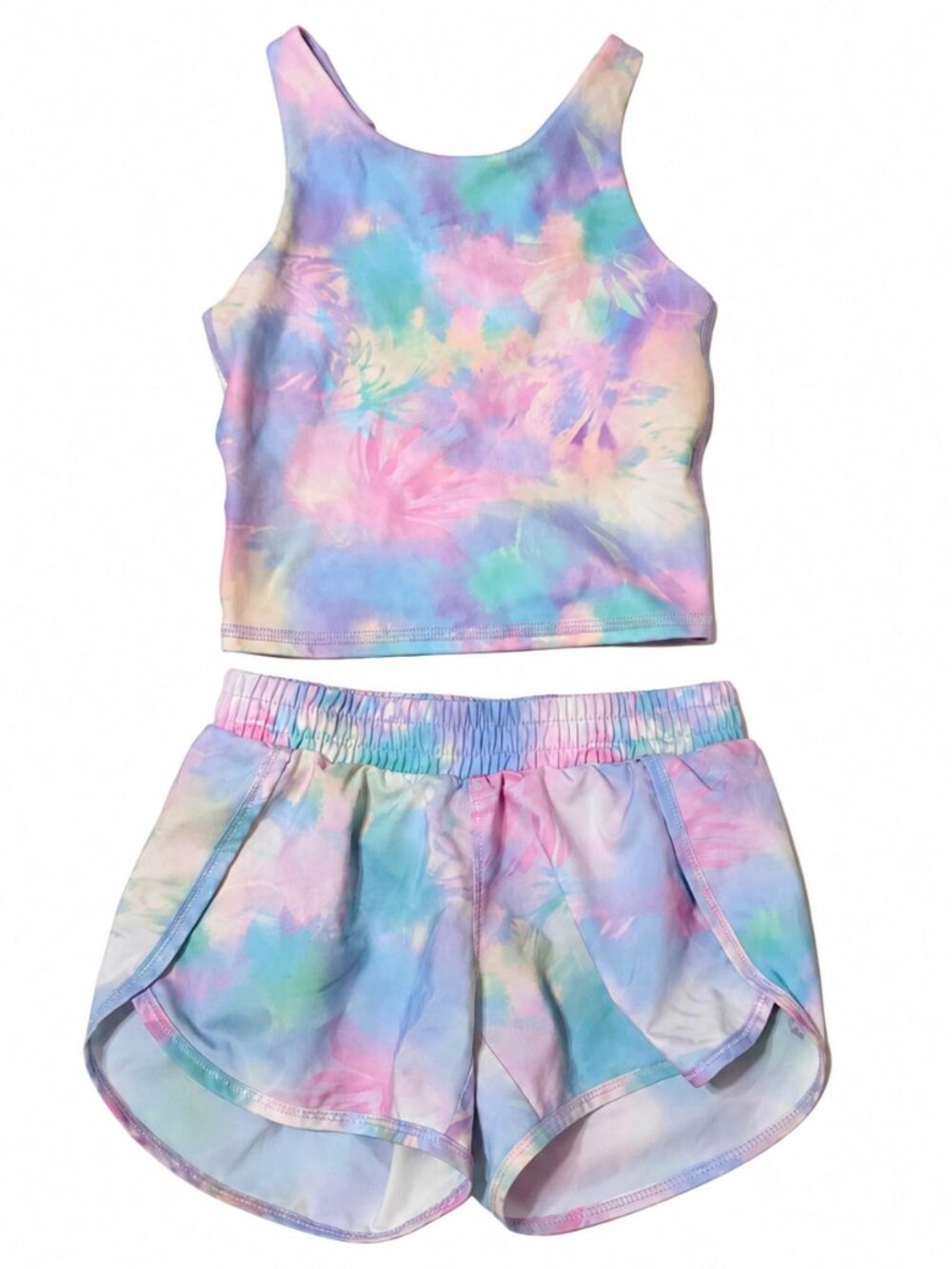 All in Motion Girls 2 Piece Athletic Set Tank Top Shorts XS 4/5 Pastel